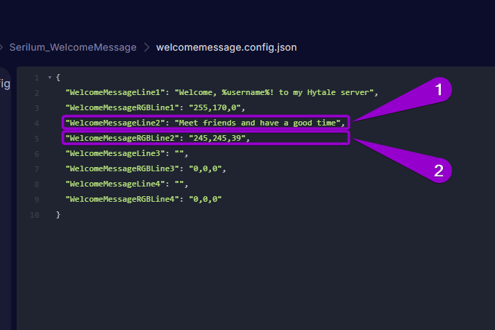 Steps to add or edit messages in the 'welcomemessages' config file