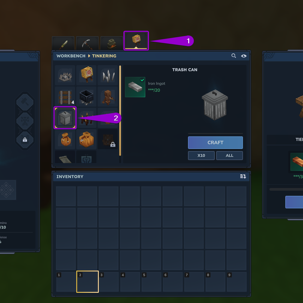 Steps to craft Trash Can in Hytale