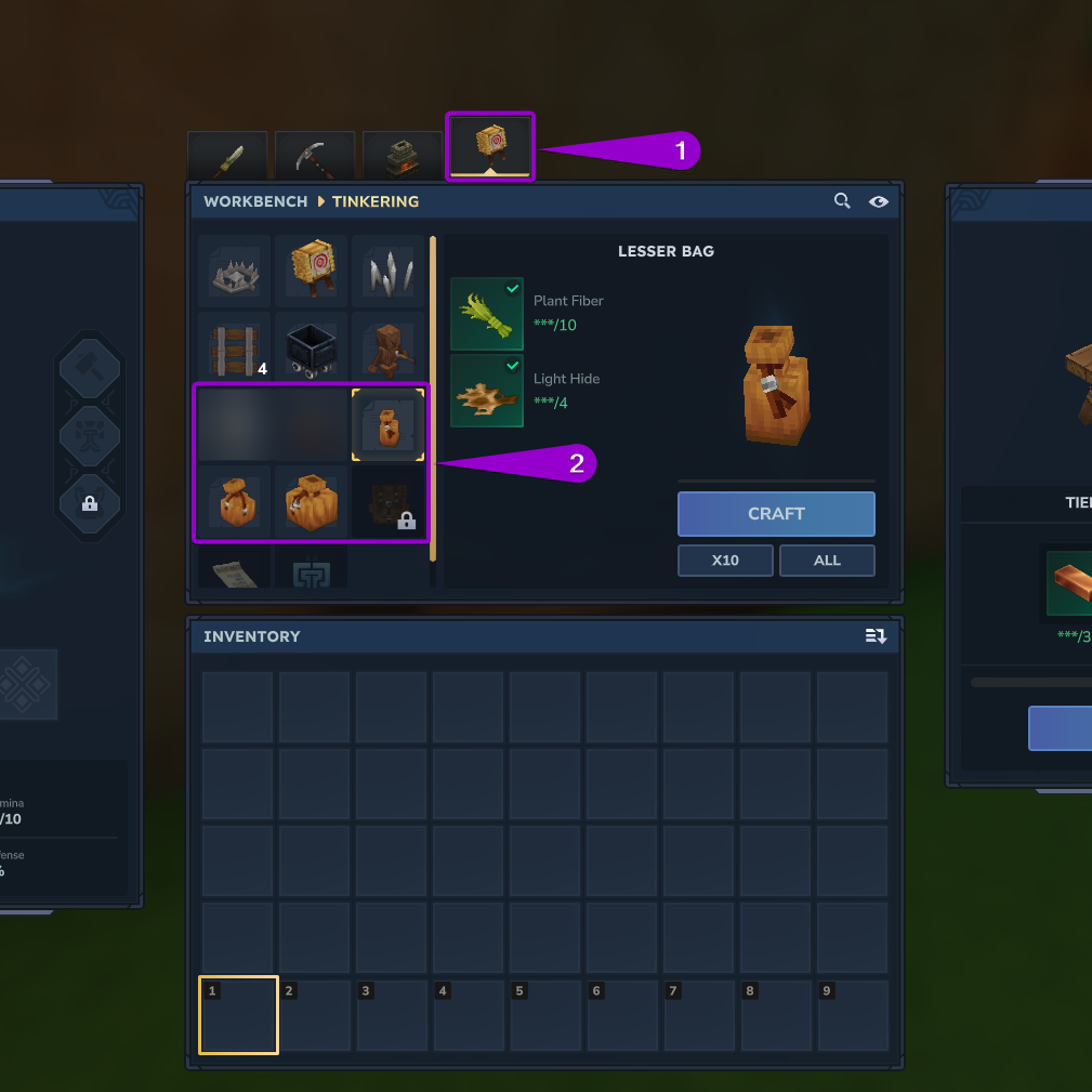 Steps to craft bags in Hytale