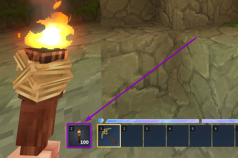 Torches in the utility slot in Hytale