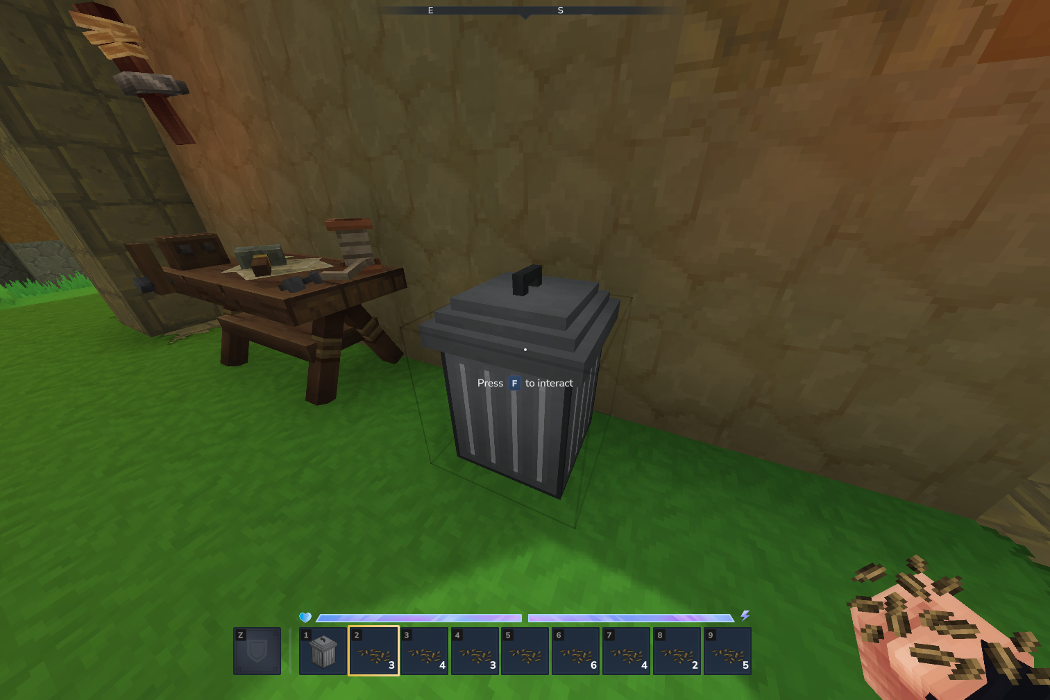Trash Can placed in the world - Hytale