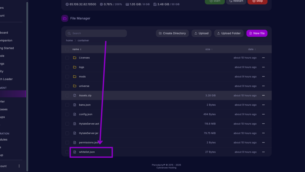 Whitelist.json - Hytale Server Panel