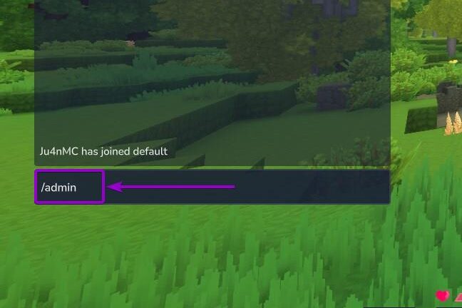 'admin' command to open the administrator menu Hytale