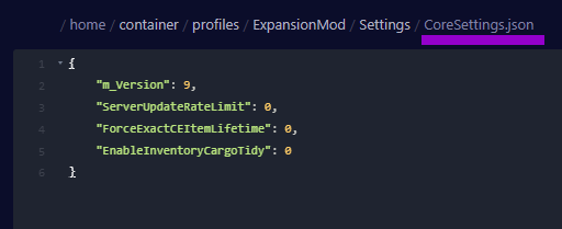 day z core settings file from expansion mod