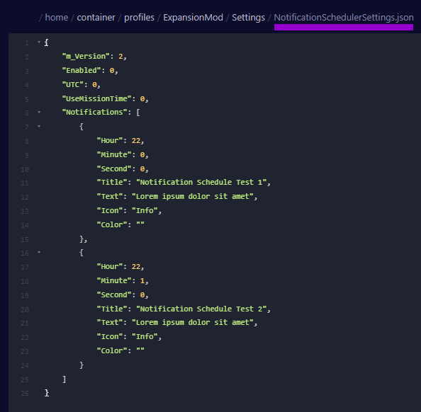 day z notification scheduled settings file from expansion mod