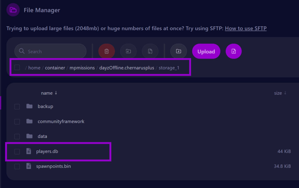 dayz mpmissions folder with players file outlined