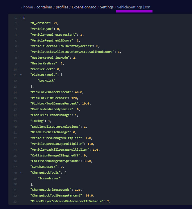 day z expansion vehicle settings file with path outlined