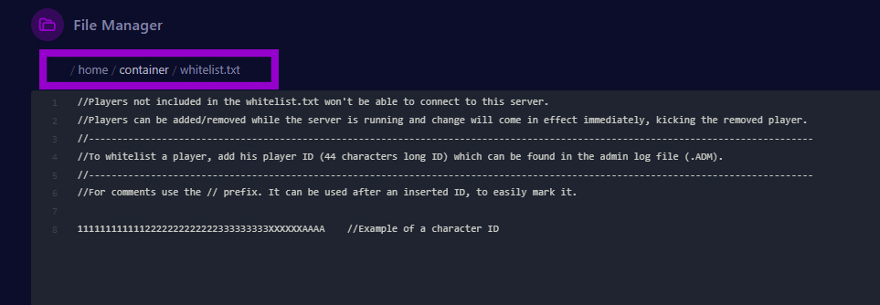 dayz whitelist file with path outlined