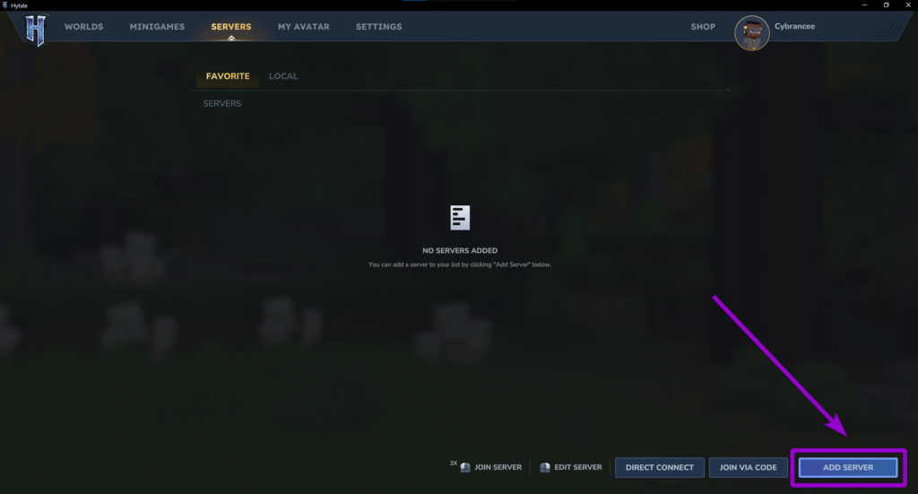 Hytale servers screen