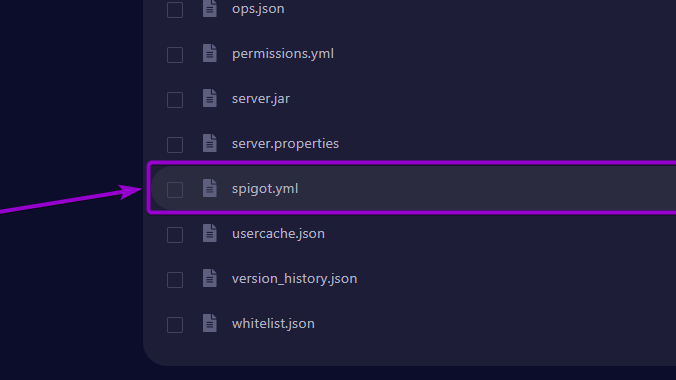 'spigot' file outlined with arrrow