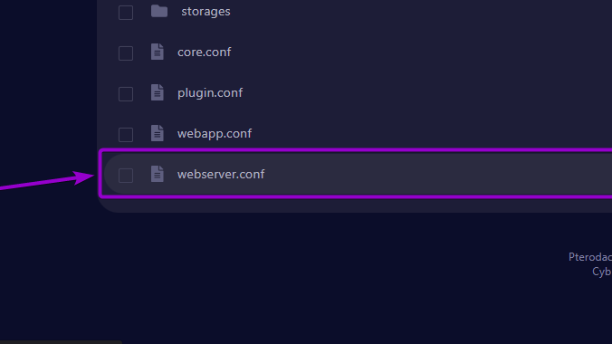 'webserver' file outlined with arrow