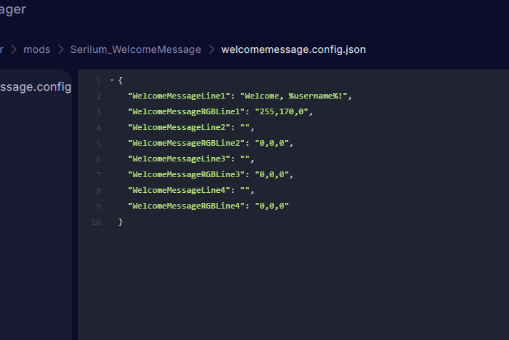 'welcomemessages' config file opened