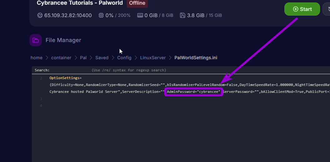 'Admin Password'outlined with arrow
