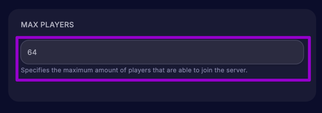 CS2 max players field in the startup tab of the Cybrancee panel.