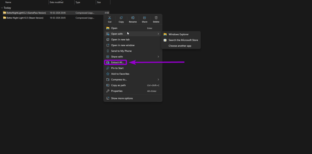 'Extract the file downloaded'