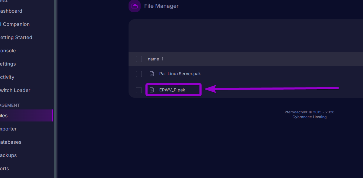 '.pak' file outlined with arrow
