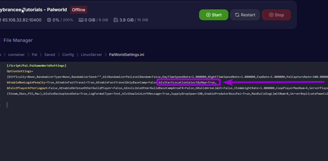 'bIsStartLocationSelectByMaP'outlined with arrow