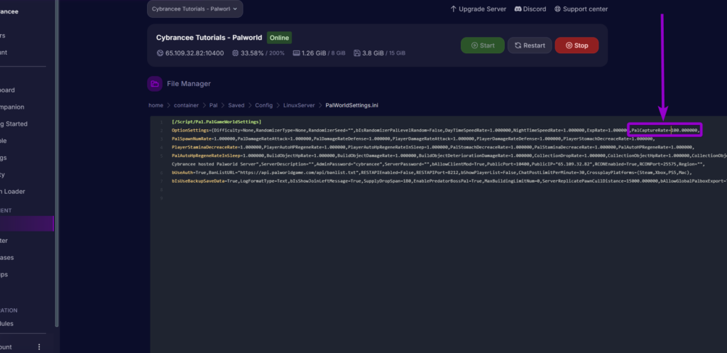 'PalCaptureRate'outlined with arrow