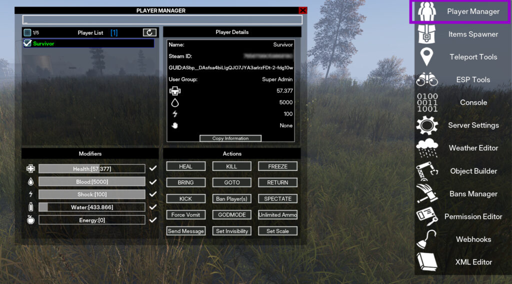 dayz vppadmintools ingame player management