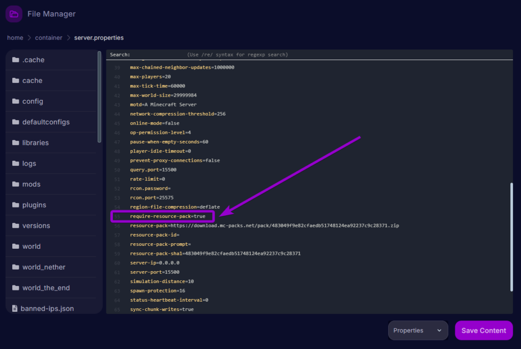 Configuring the 'require-resource-pack' setting in the server.properties file to force players to accept the pack.