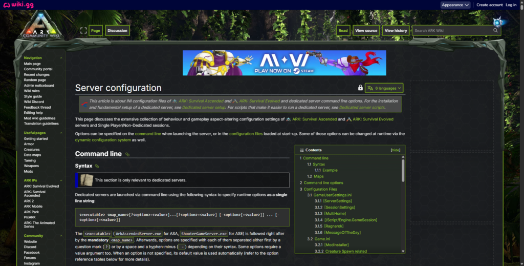 Ark Community Wiki main page