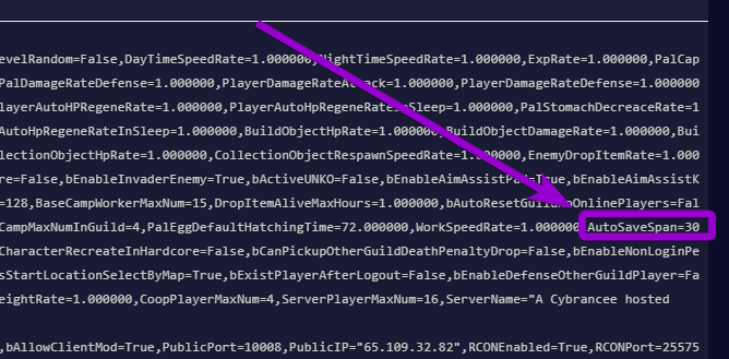 'AutoSaveSpan' outlined with arrow