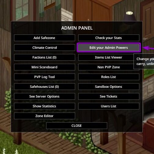 'Edit your Admin Powers' button outlined with arrow