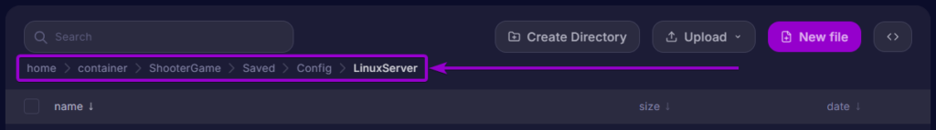 Location path of the configuration files