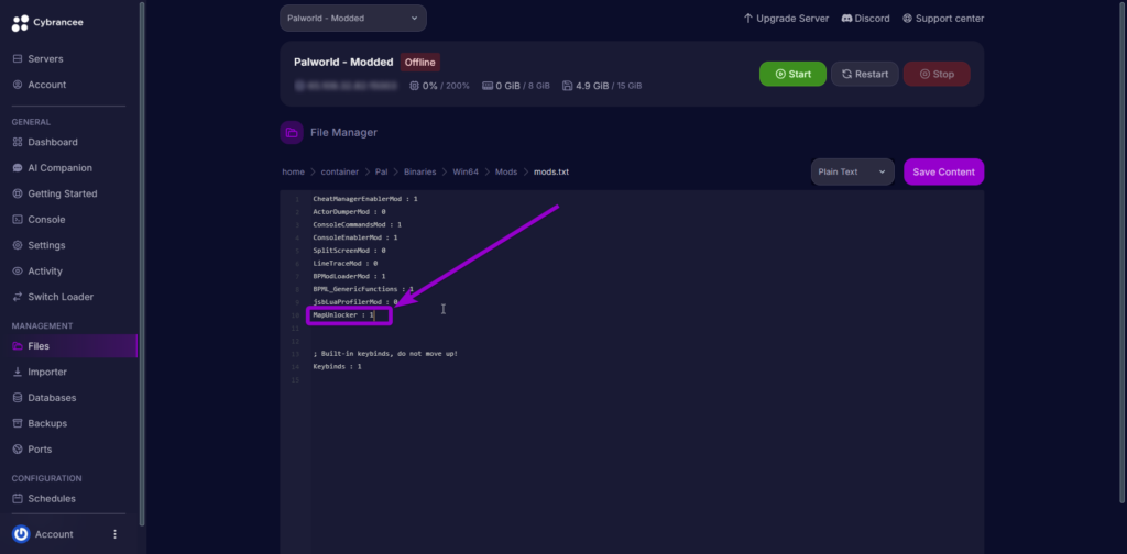 'MapUnlocker : 1' outlined with arrow