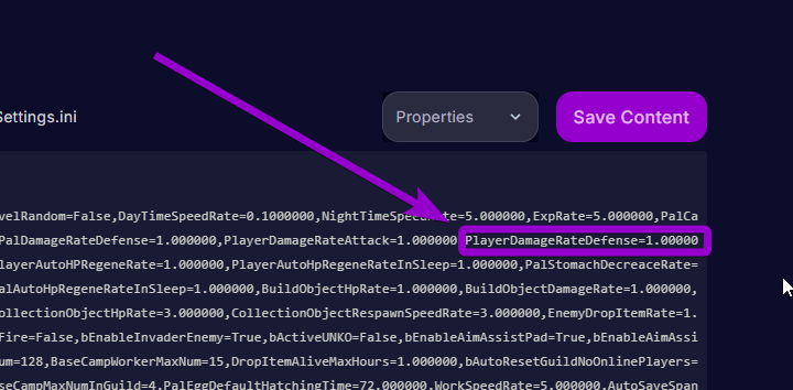'PlayerDamageRateDefense' outlined with arrow