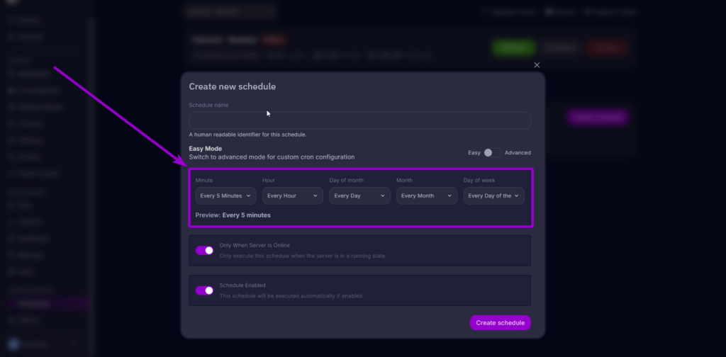 Cybrancee Panel- Set Time Slot Restart Palworld
