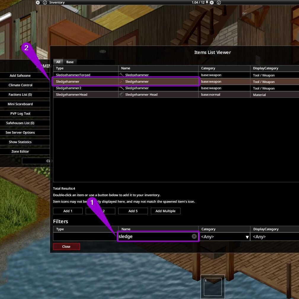 Steps to Add a Sledgehammer to Inventory Project Zomboid Build 42