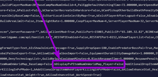 'bDisplayPvPItemNumOnWorldMap_Player' outlined with arrow