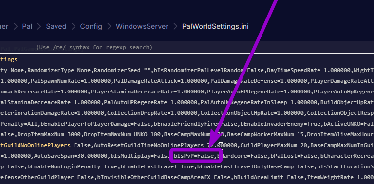 'bIsPvP' outlined with arrow