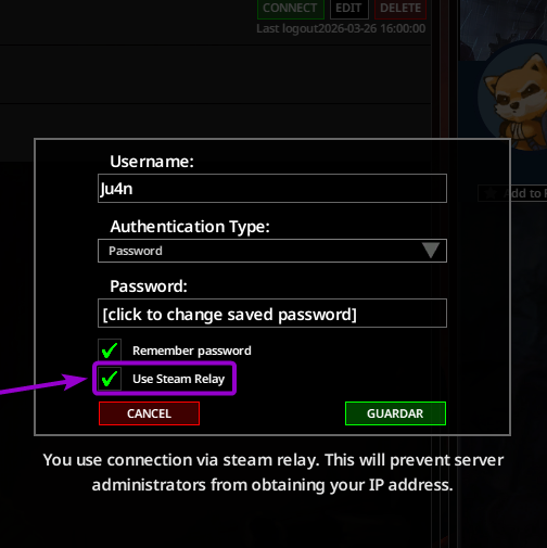 Checkbox to enable or disable 'Steam Relay' on a Project Zomboid server