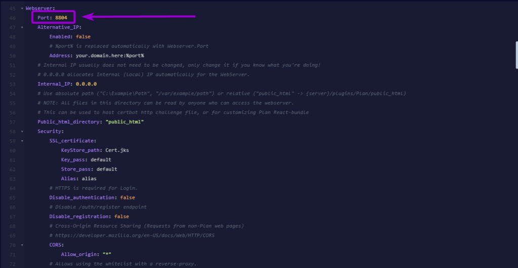 Cybrancee Plan config webserver port setting