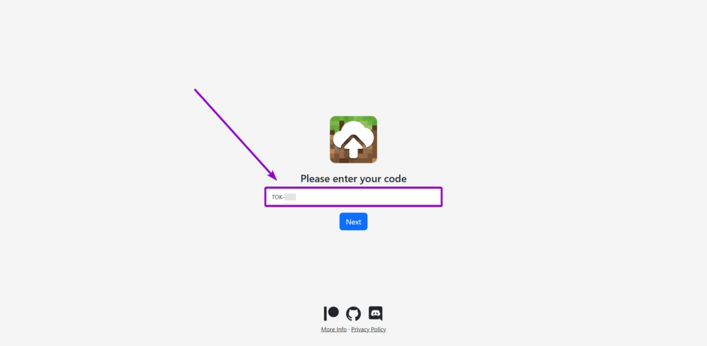 Entering the DriveBackupV2 authorization code on the authentication webpage