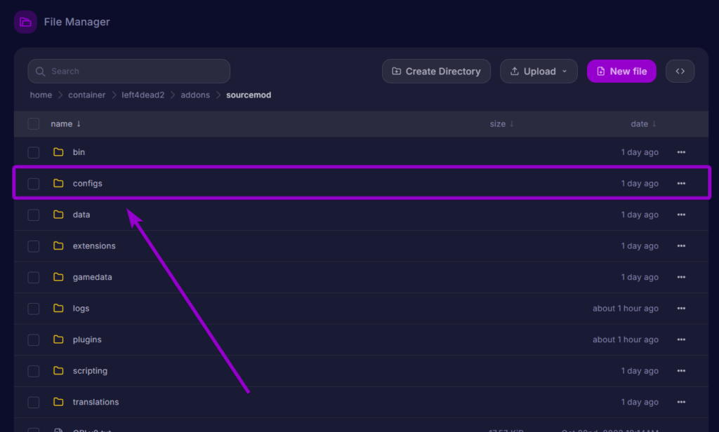 L4D2 Configs Folder Inside the Sourcemod Folder
