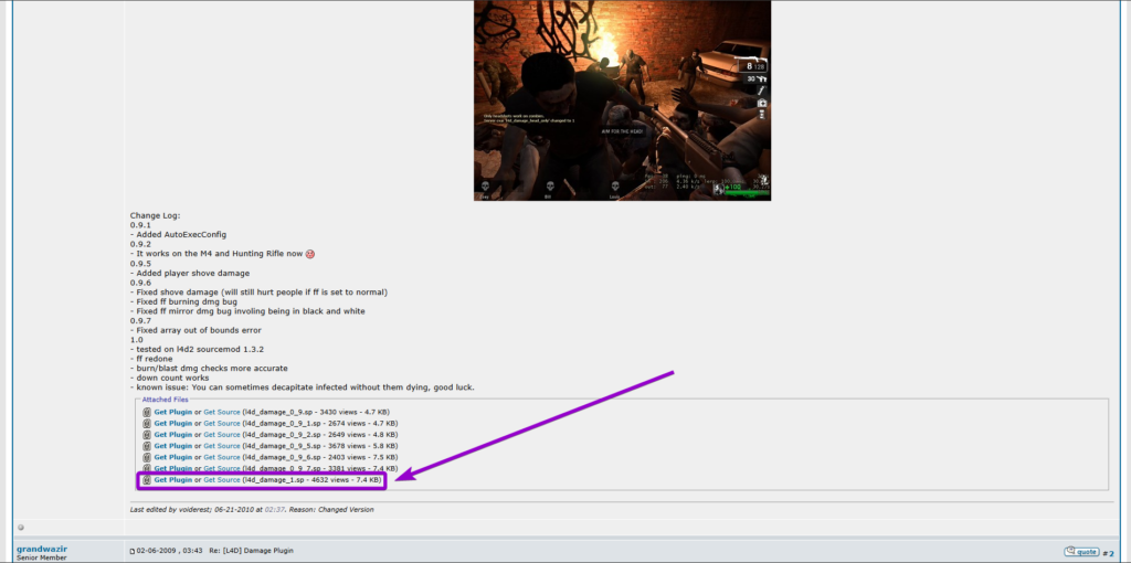 Downloading the newest l4d_damage plugin file from the bottom of the attached files list on the AlliedModders forum