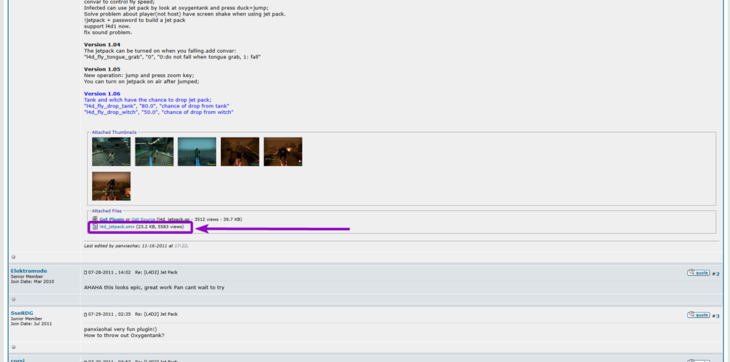 Downloading the pre-compiled l4d_jetpack.smx file directly from the attachments on the AlliedModders forum