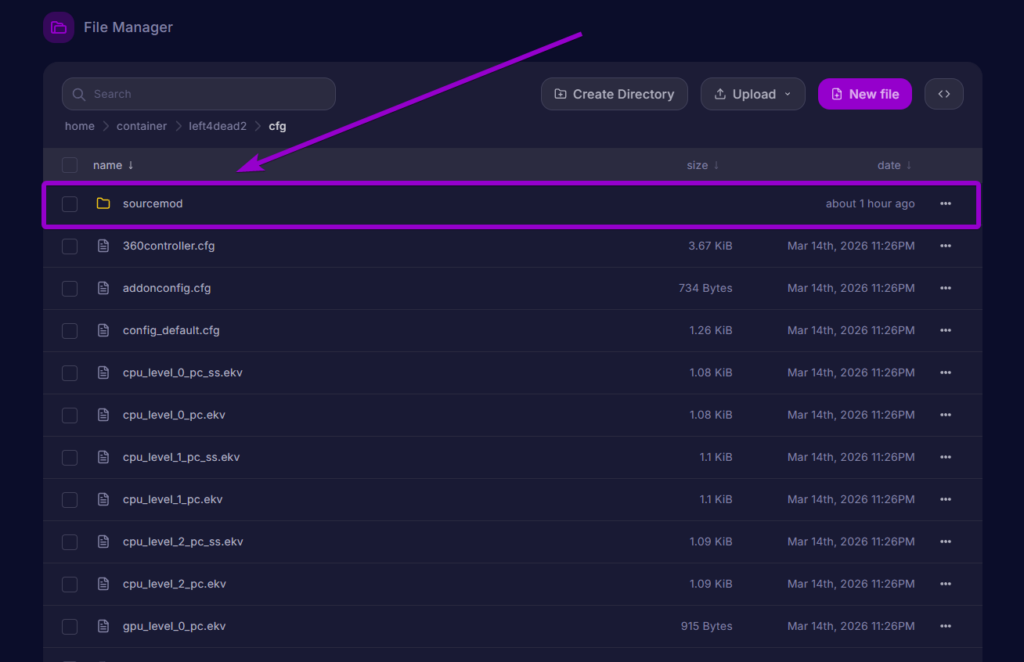 Opening the sourcemod folder inside the cfg directory