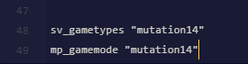 Editing the server.cfg file in the web dashboard to set the sv_gametypes and mp_gamemode commands to mutation14