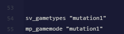 Editing the server.cfg file in the web dashboard to include sv_gametypes and mp_gamemode set to mutation1