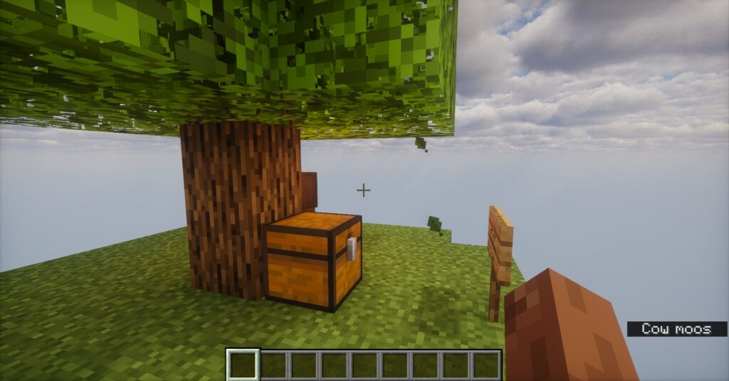 Default starting Skyblock island in Minecraft