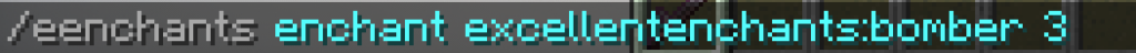Typing the ExcellentEnchants enchant command in Minecraft