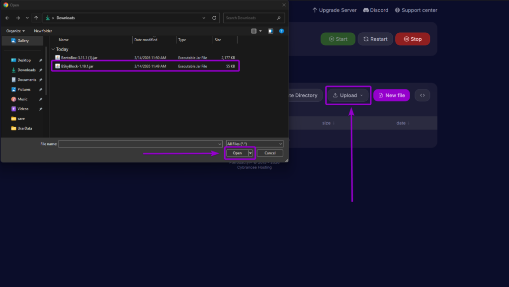 BSkyBlock addon jar file in Minecraft file manager