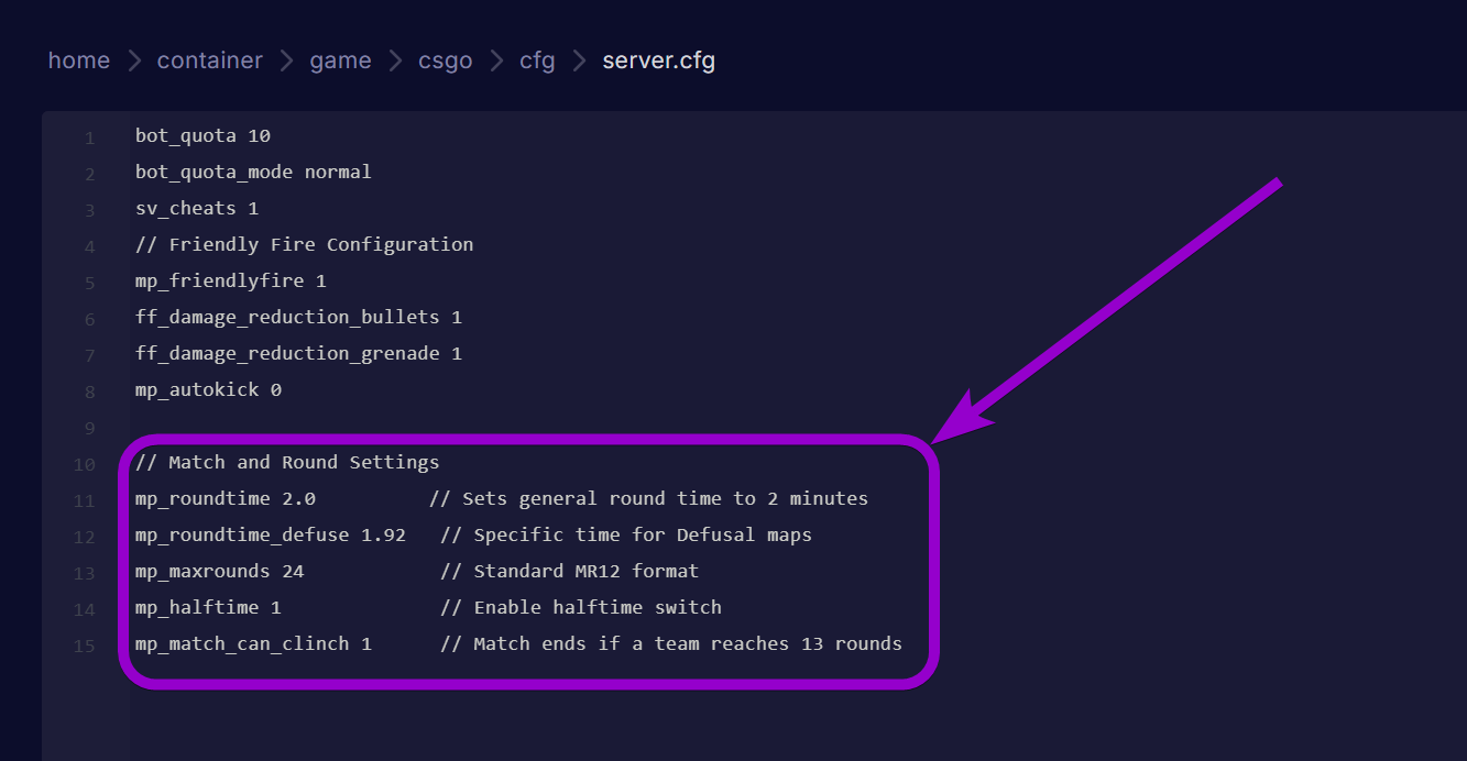 'roundtime' commands outined with arrow