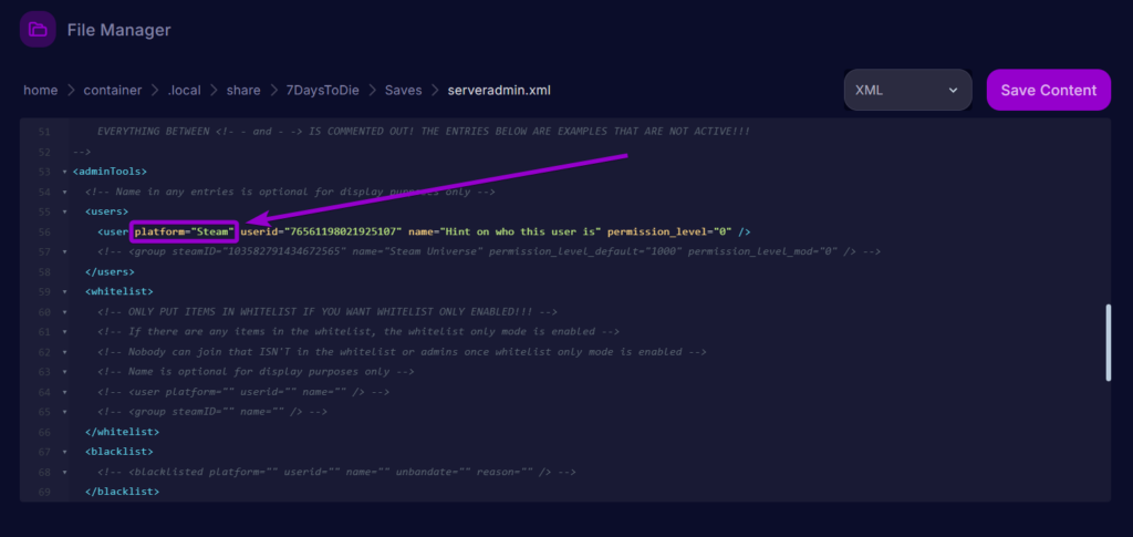 Cybrancee Panel 7 Days To Die Admin Config Platform Section Outlined