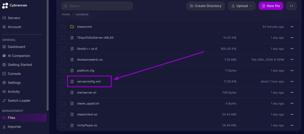 Cybrancee Panel 7 Days To Die Files Server Config File Outlined
