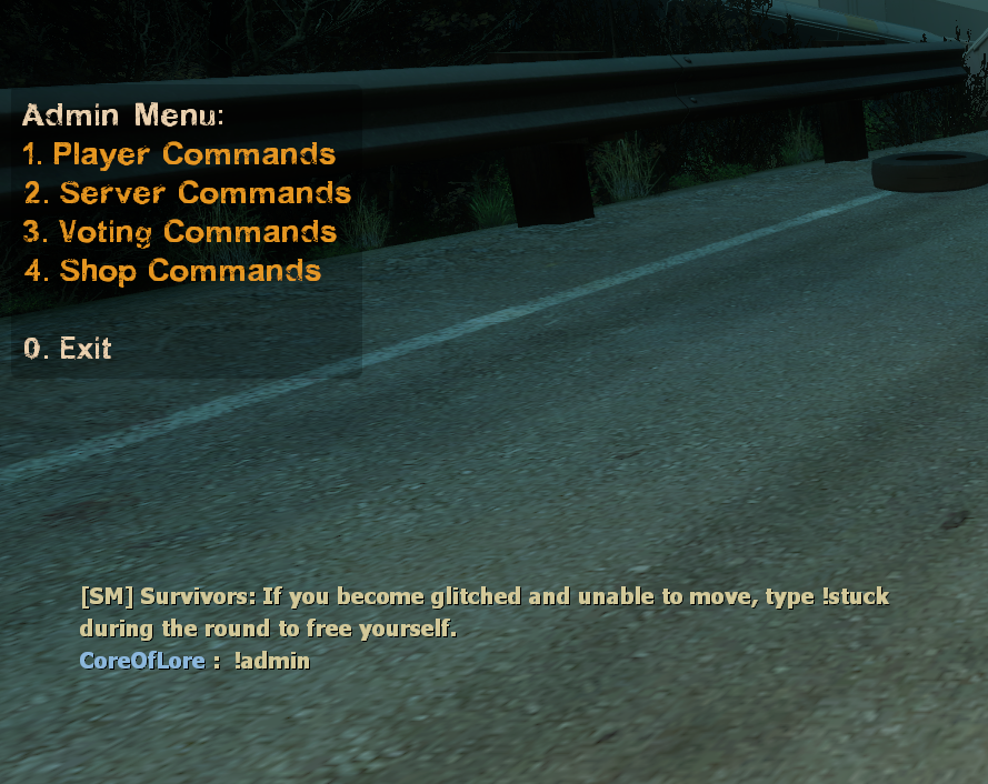Using the admin command in Left 4 Dead 2 to open the shop management menu